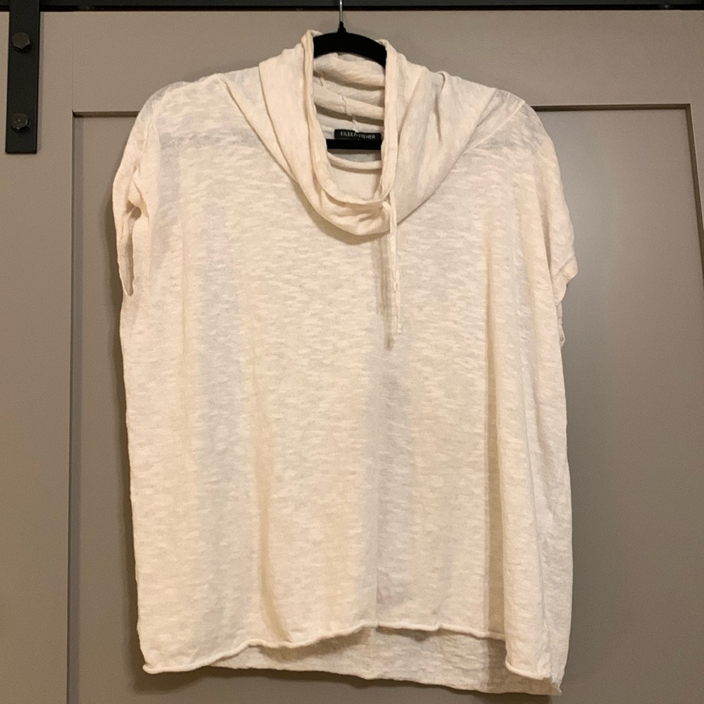 Eileen Fisher 100% Organic Blend Cream Sleeveless Top Beach Cover up Size Small